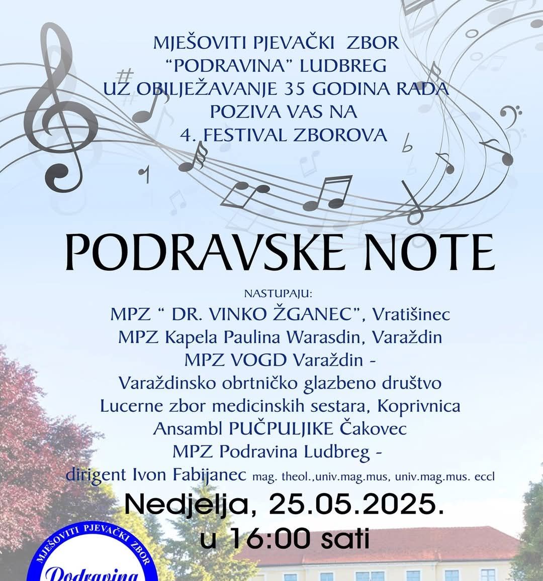 Pozivamo vas na 4. Festival zborova “Podravske note” u Ludbregu