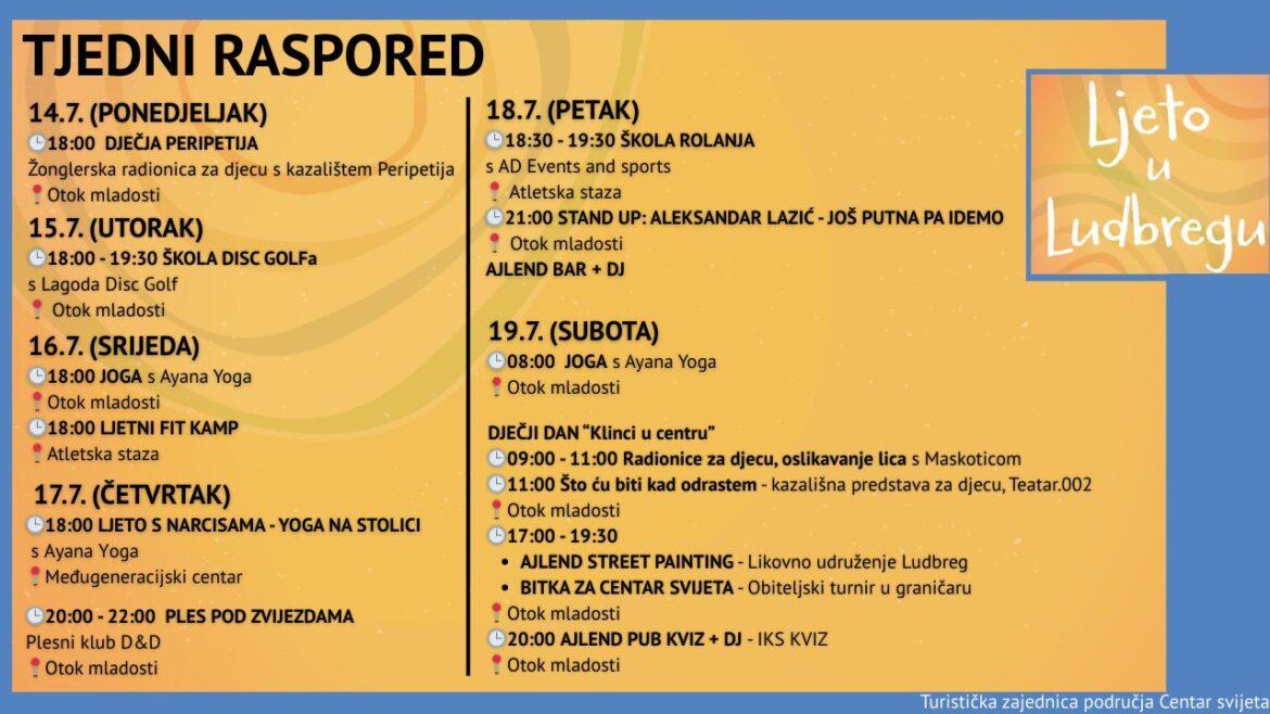 Ljeto u Ludbregu – tjedna najava događaja