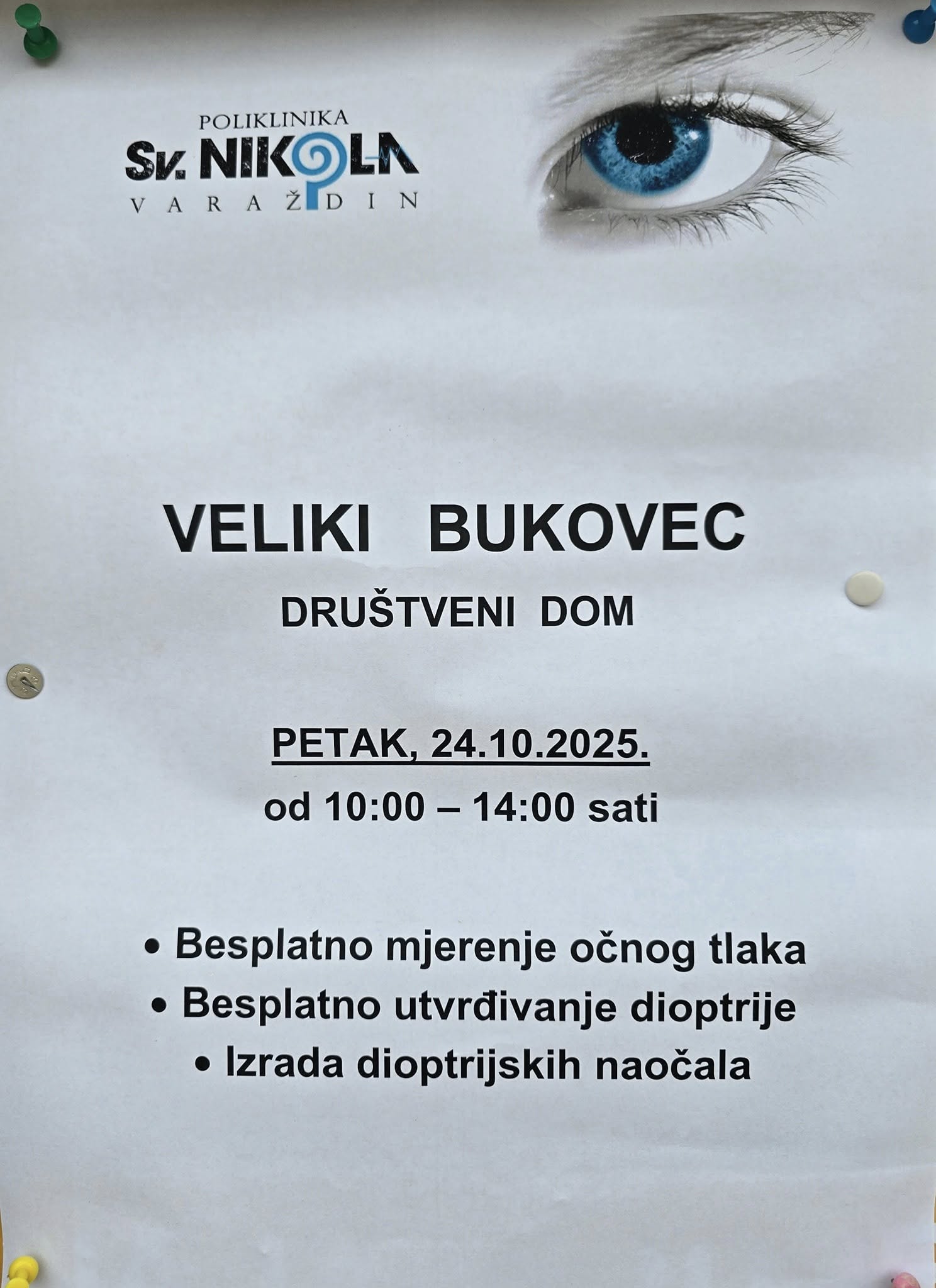 Besplatni pregled vida u petak za sve mještane Velikog Bukovca