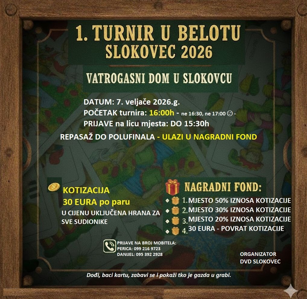 Prvi turnir u belotu u Slokovcu: kartaška igra u znaku druženja i dobre atmosfere