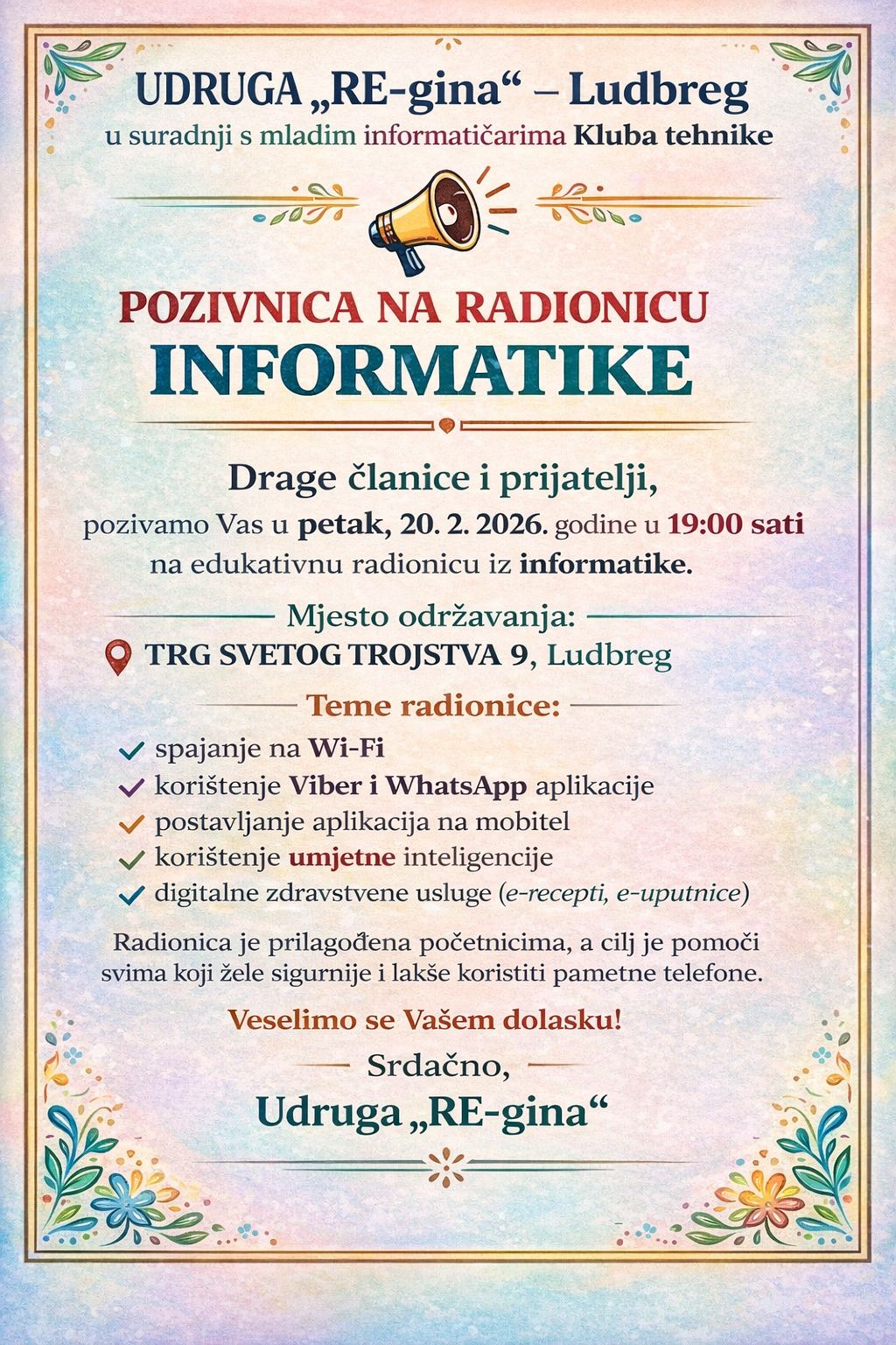 Udruga RE-gina organizira radionicu iz informatike