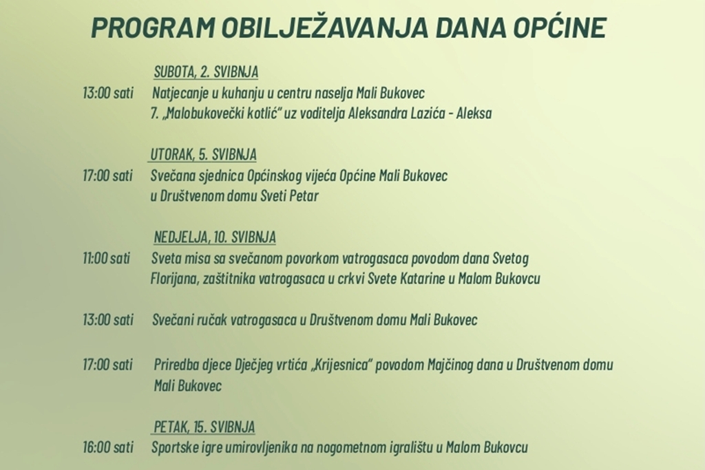 „Florijanovo 2026.” donosi bogat program povodom Dana Općine Mali Bukovec
