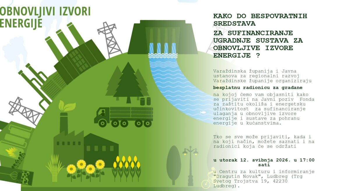 Građanima dostupno 38 milijuna eura za obnovljive izvore energije, uskoro kreće novi javni poziv FZOEU, radionica u utorak u Ludbregu