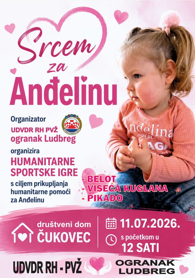 Ludbreški branitelji organiziraju sportske igre pod nazivom “Srce za Anđelinu”